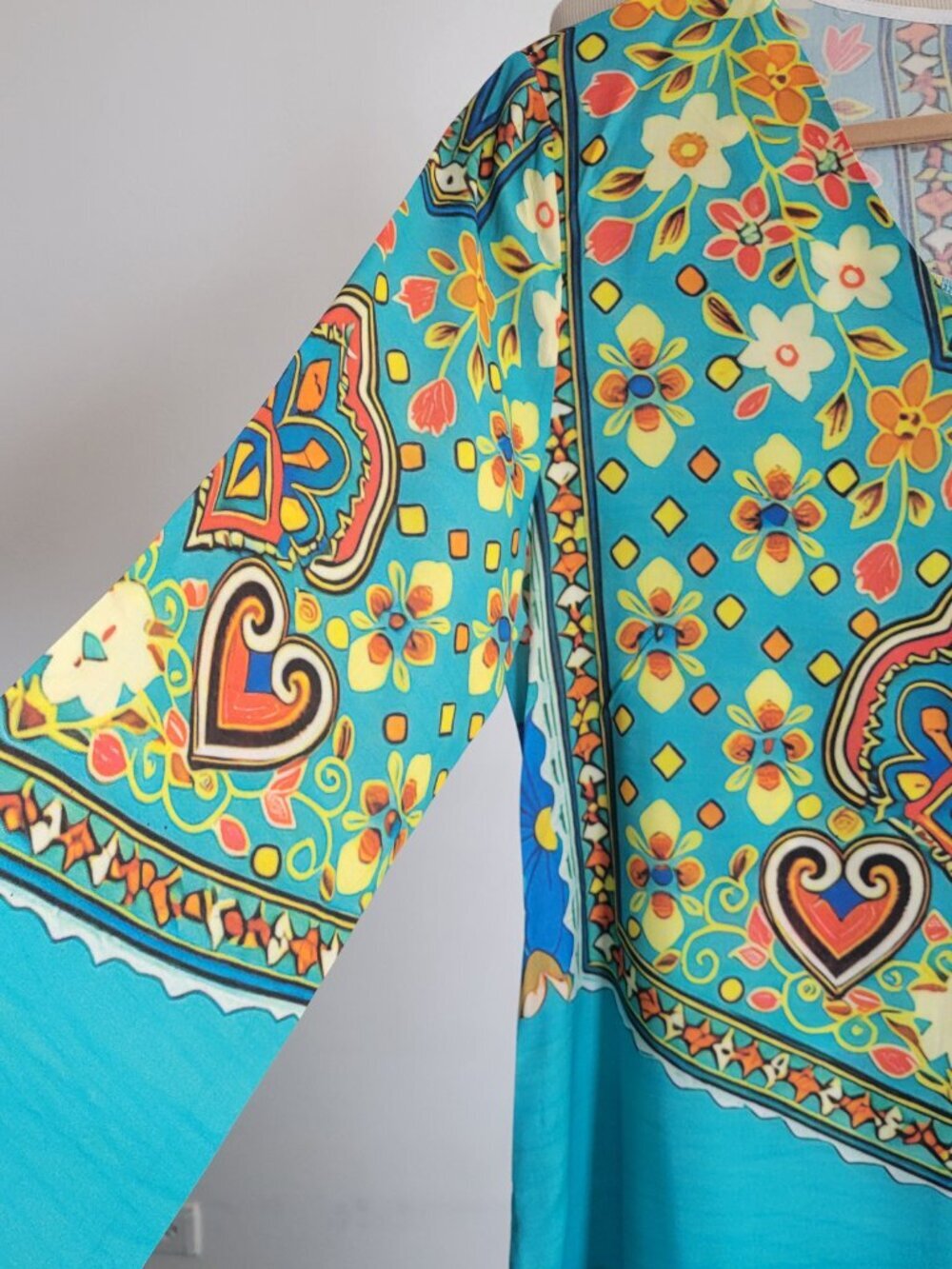 Tiana B Turquoise Paisley Print Long Sleeve Maxi Dress - Picture 12 of 16
